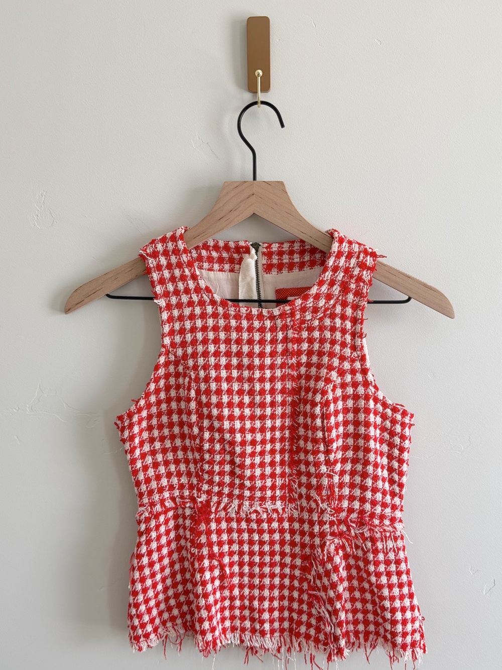 Anthropologie Tweed Houndstooth Peplum Top - Picture 3 of 5